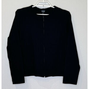 Eileen Fisher Womens Sweater Cardigan Size Medium Black Long Sleeve Zip Front